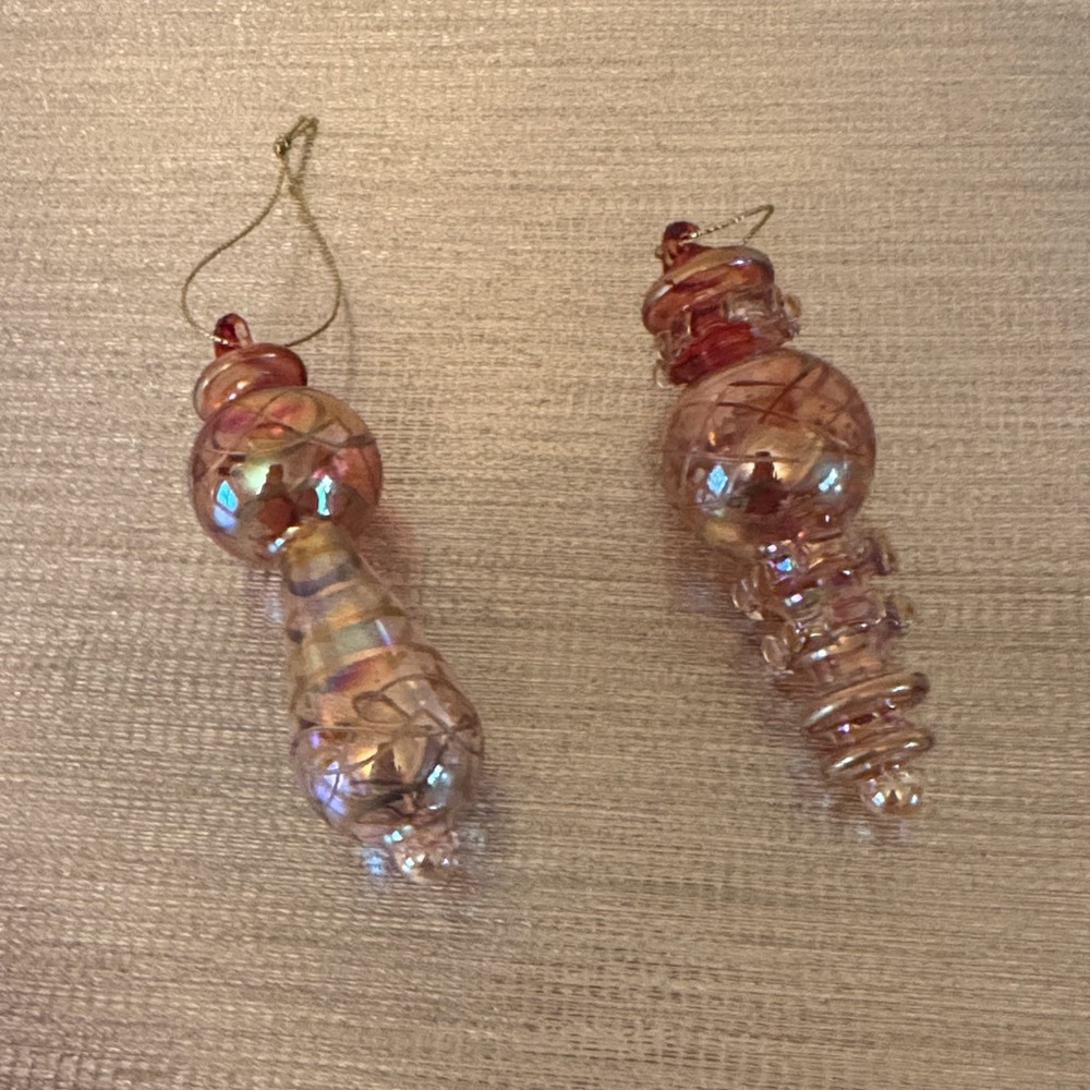 Elegant Vintage Egyptian Hand Blown Glass Holiday Ornaments - Set of 2